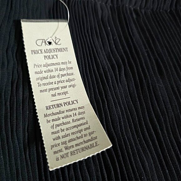 Vintage Nos Cache Black Accordion Pleated Skirt L Womens Flounce Hem Pull On - Picture 8 of 8